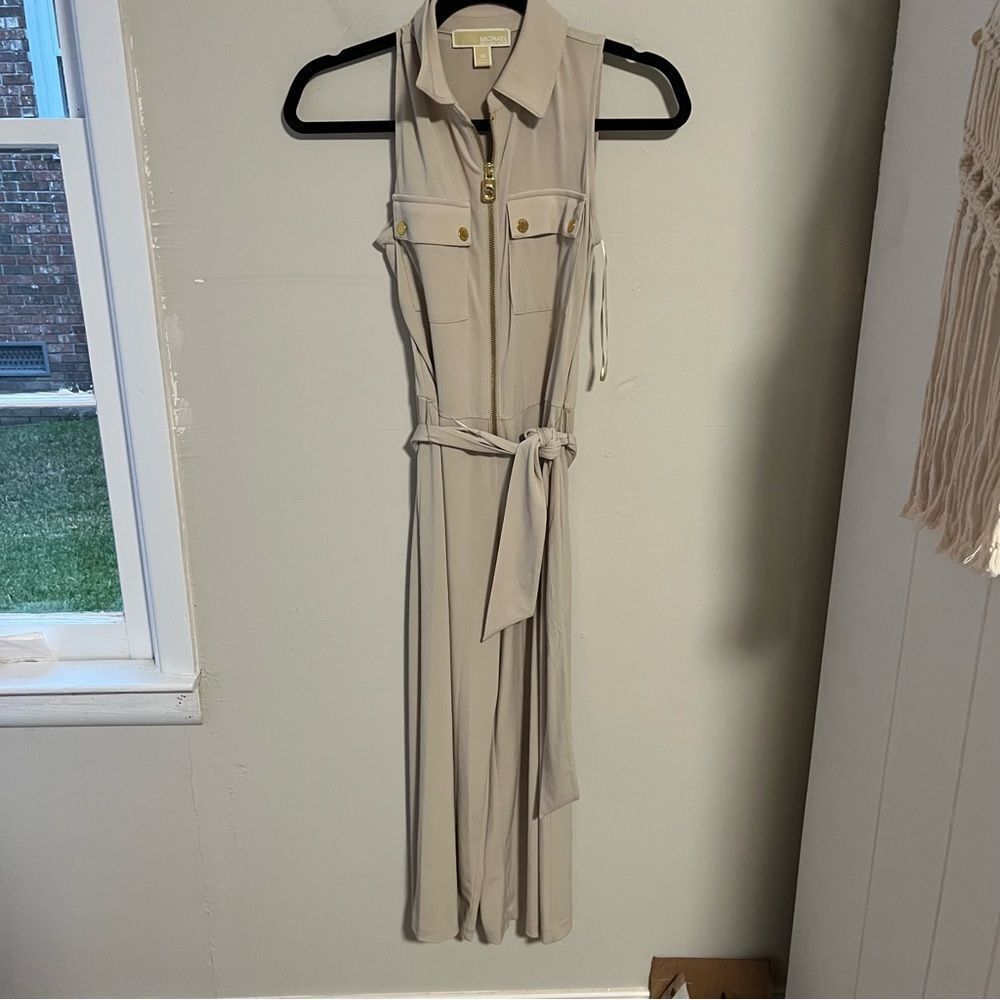 Michael Kors Tan Sleeveless Jumpsuit